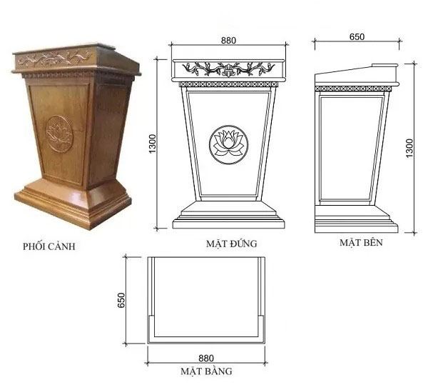 kích thước bục tượng bác