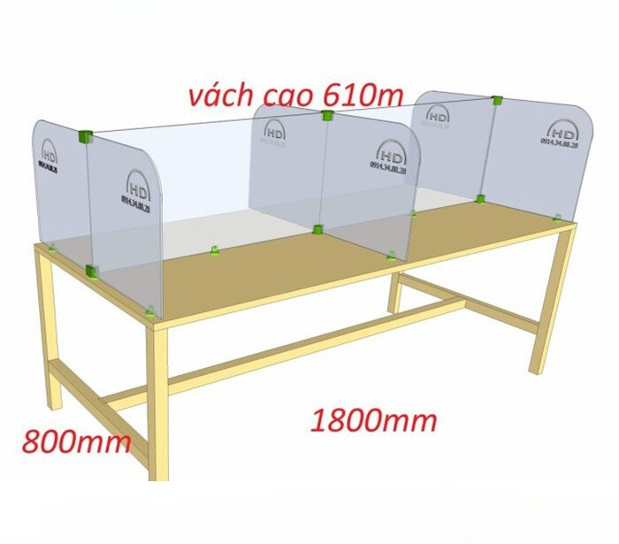 kích thước vách ngăn bàn làm việc